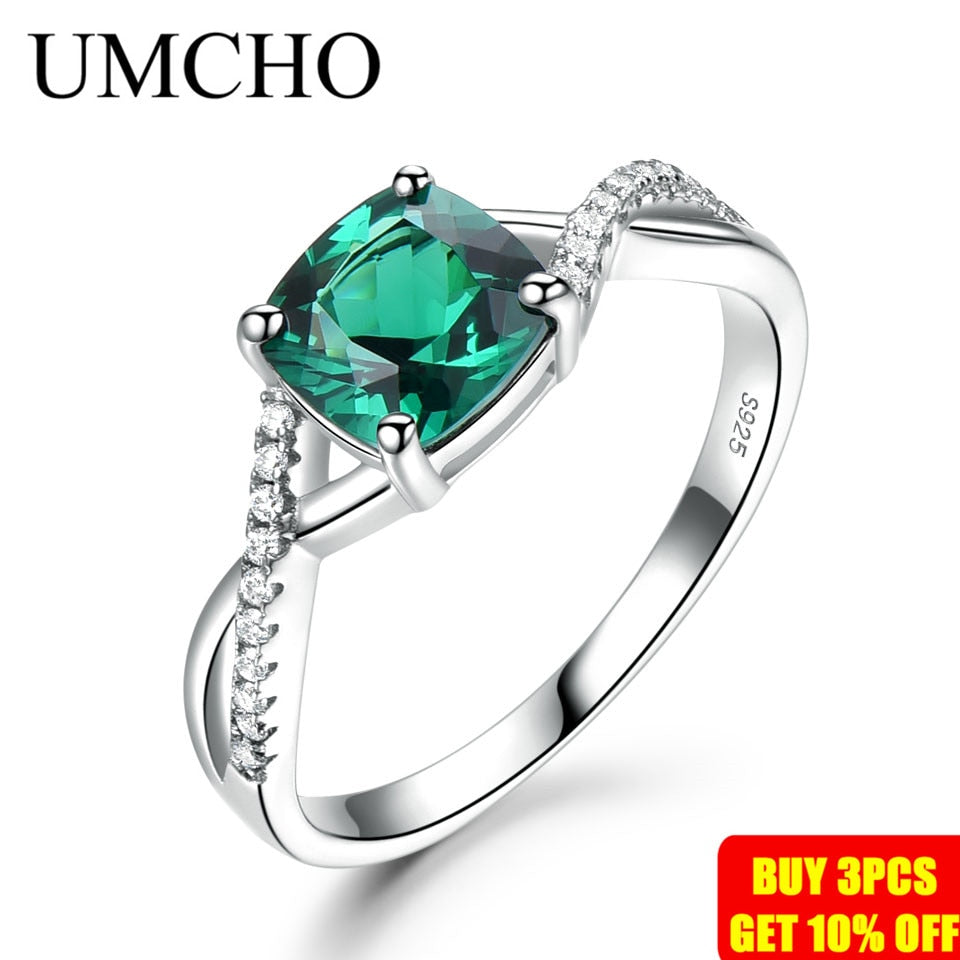 UMCHO Morganite Gemstone Rings for Women Real 925 Sterling Silver Ring Silver Wedding Engagement Band Romantic Fine Jewelry Gift