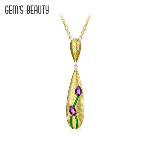 Gem's Beauty Necklace For Women Pendant Statement Jewelry Natural Gemstone Amethyst Women's Fashion New Jewelry High Quality Default Title