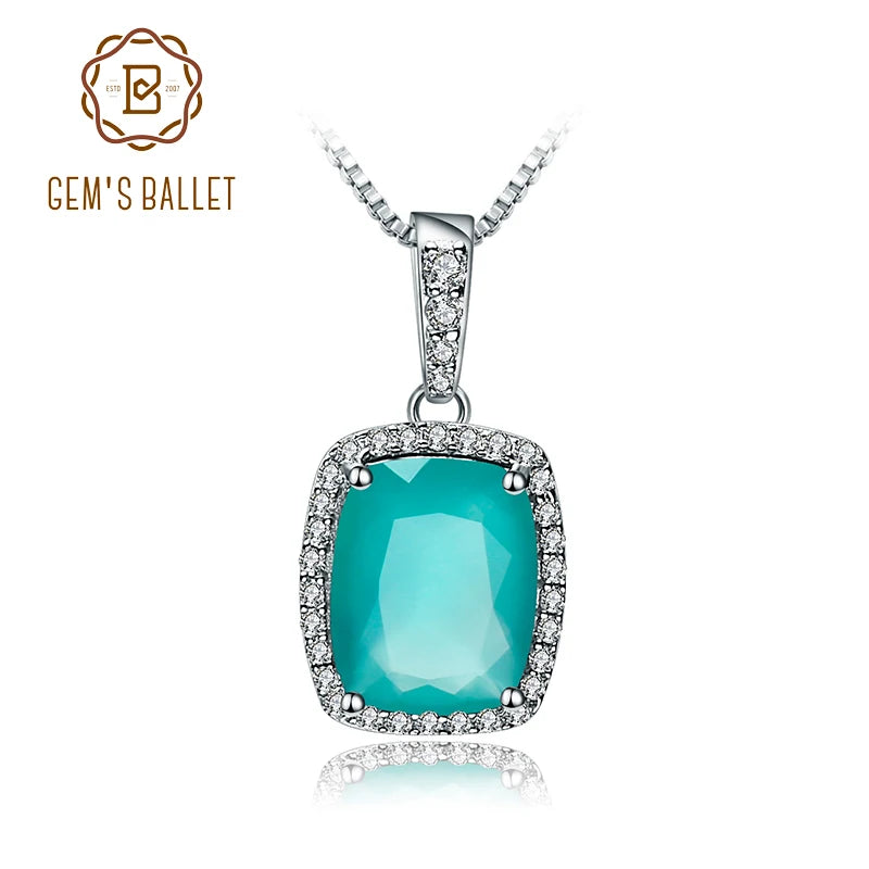 GEM'S BALLET 3.67Ct Natural Green Agate Gemstone Pendant Necklace For Women 925 Sterling Silver Fine Jewelry Drop Shipping United States