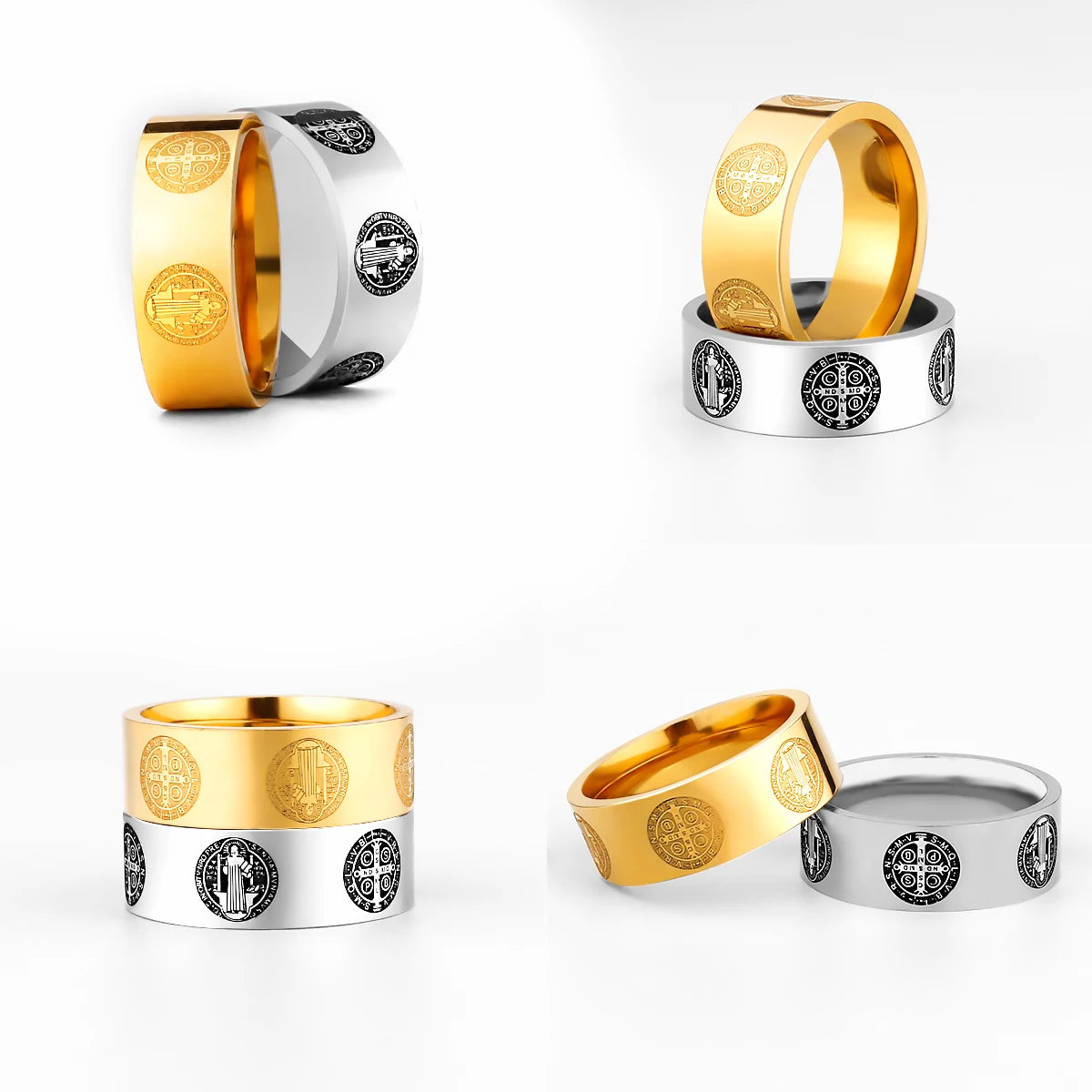 Stainless Steel Catholic Christian Cross Faith Amulet Ring Women Men Unisex Ring Multi Style Finger Jewelry Creative Gift