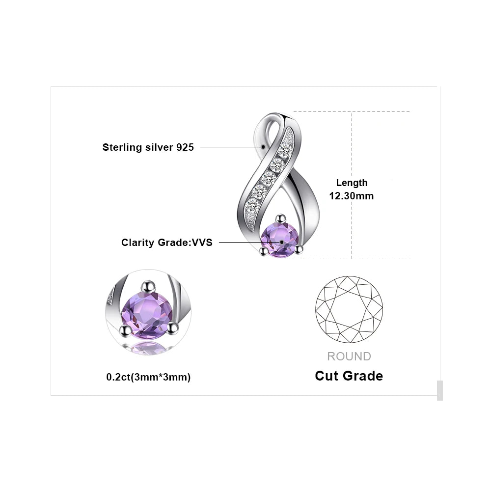 JewelryPalace Infinity Natural Purple Amethyst 925 Sterling Silver Stud Earrings for Women Jewelry