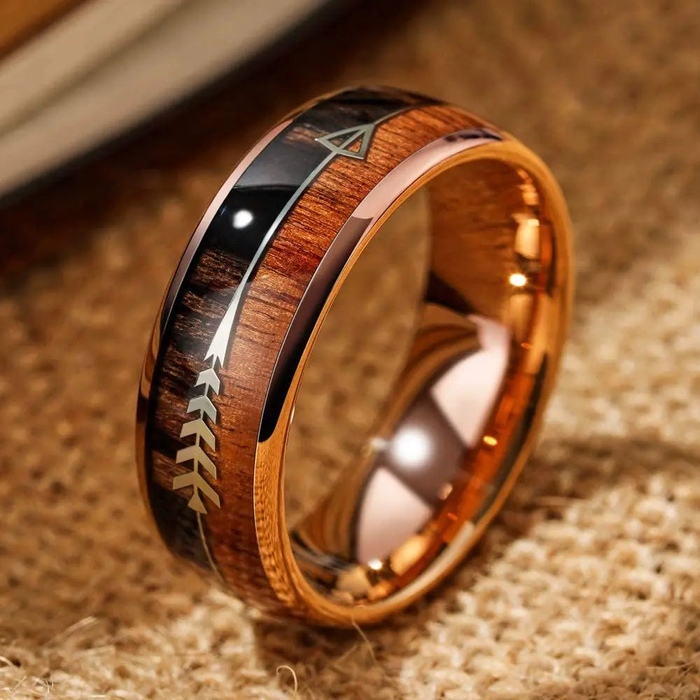 Fashion 8mm Black Titanium Steel Rings For Men Inlay Red Opal and Colorful Abalone Shell Ring Men's Wedding Band Jewelry Gifts