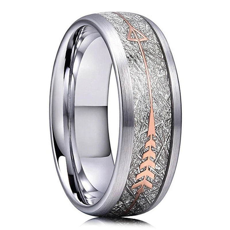 2025 Trendy 8mm Black Titanium Wedding Stainless Steel Rings For Men Inlay Colorful Abalone Shell Ring Men Wedding Band Jewelry