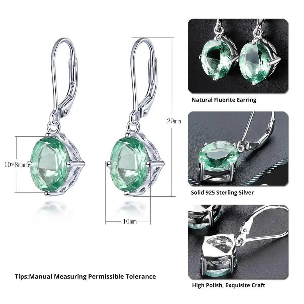 Natural Fluorite Silver Earring 6.58 Carats Colorful Fluorite Casual Style S925 Drop Earring for Women Birthday New Year Gifts