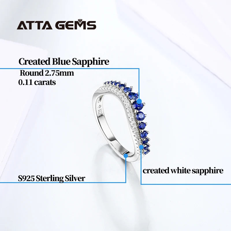 Blue Sapphire Sterling Silver Rings for Women Wedding Engagement Jewelry S925 Created Sapphire Round Cut Wholesale Jewelry