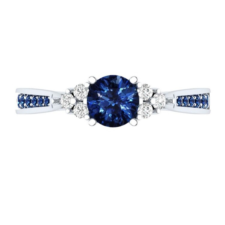 Genuine Natural Sri Lanka Sapphire S925 Sterling Silver Ring Birthstone Engagement Design Ring Ladies Blue Gemstone Fashion Ring Blue Antique Silver