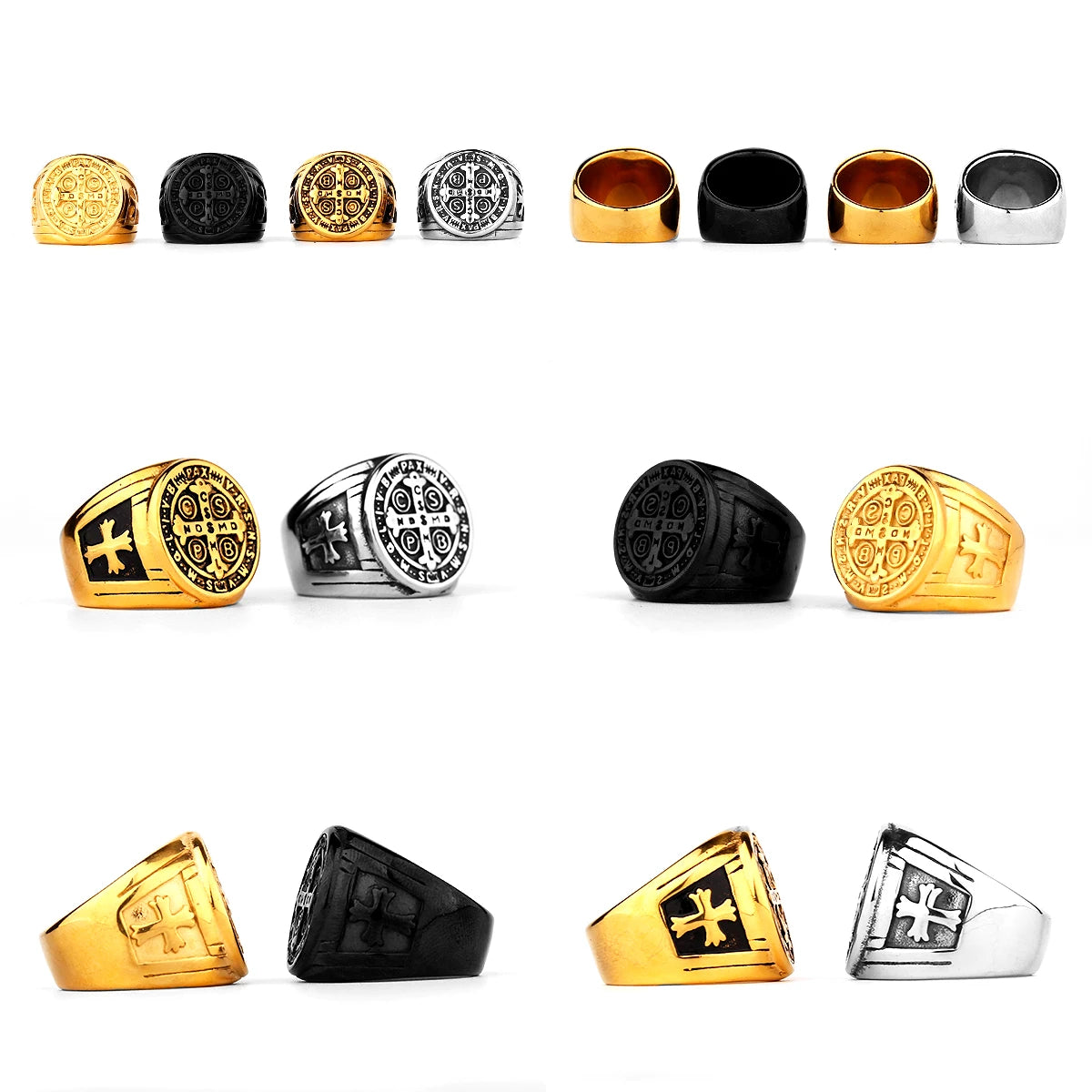 Stainless Steel Catholic Christian Cross Faith Amulet Ring Women Men Unisex Ring Multi Style Finger Jewelry Creative Gift