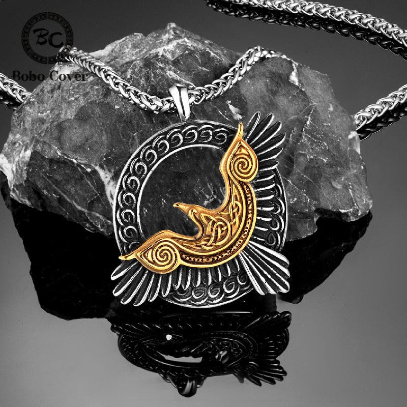 Vintage Viking Style Pendant Norse Mythology Huginn and Muninn Pendant Necklace For Men Punk Party Street Jewelry