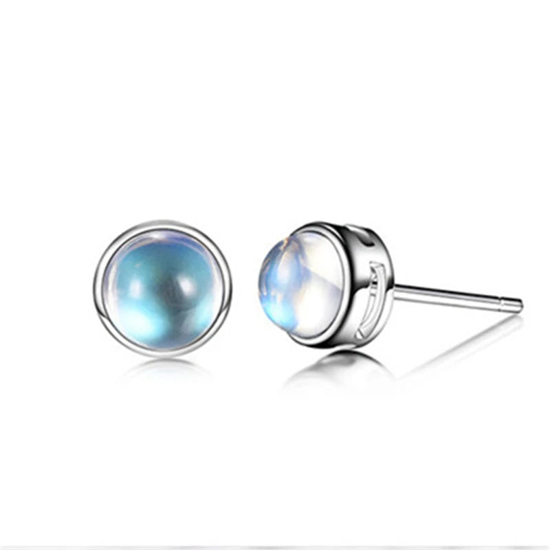 Elegant Women Earring Natural Moonstone Stud Earrings Blue Color Moonlight Earrings Women Fasion Earrings Aretes De Mujer as picture