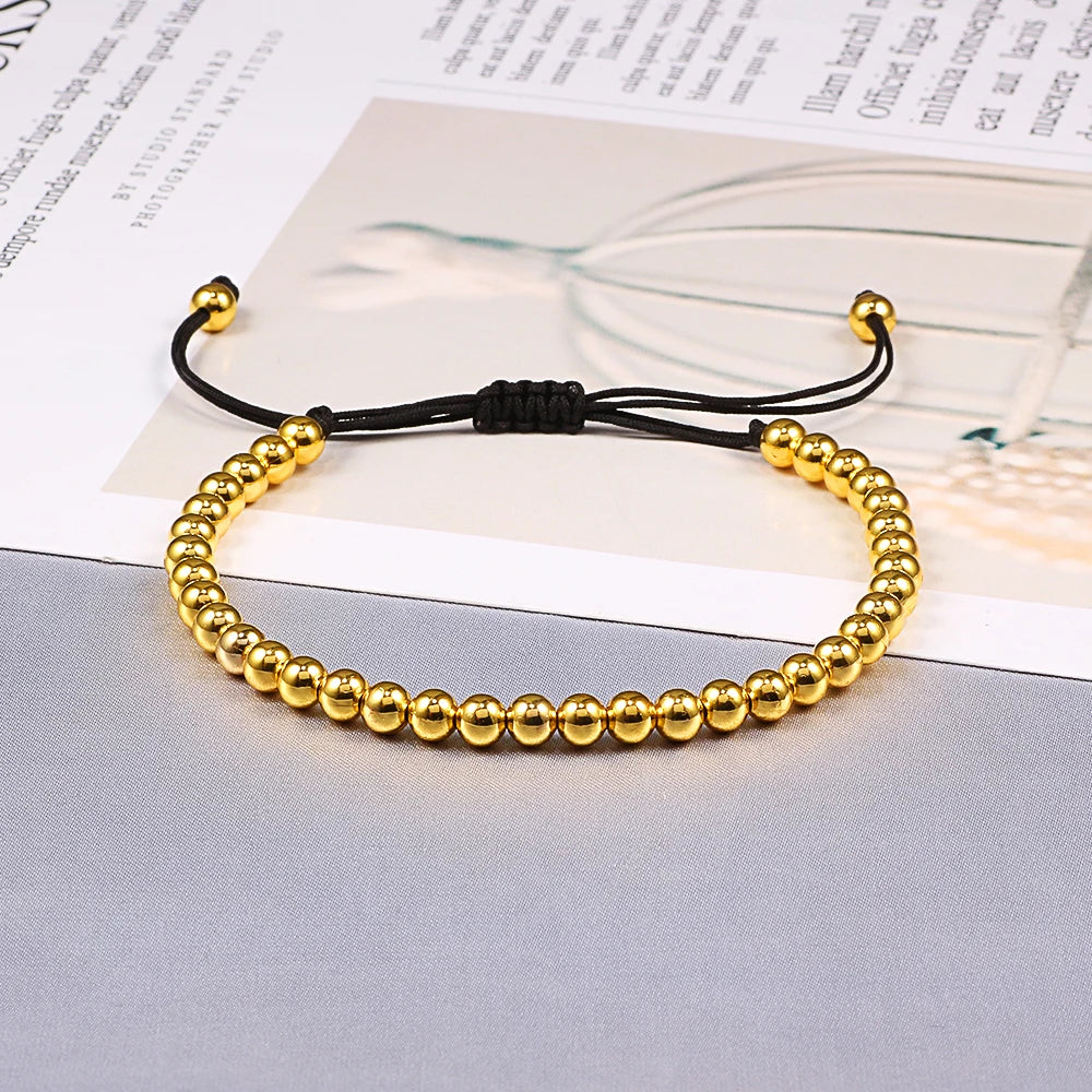 New Couple Bead Bracelet Micro CZ Crown Braided Bracelets For Men Women Adjustable Bangles His Hers Hand Jewelry Lover DIY Gifts