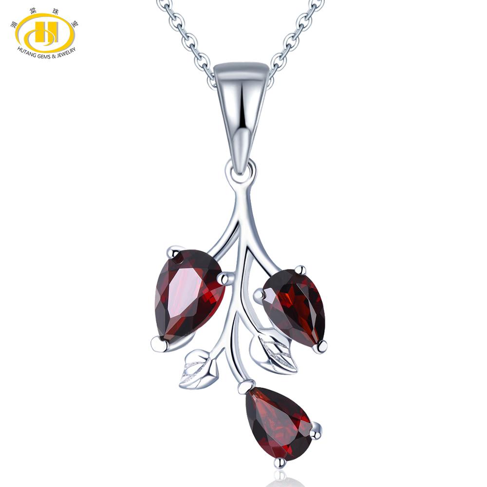 Natural Red Garnet 925 Silver Pendant Genuine Gemstone Fine Elegant Jewelry Top Quality for Women 18 inch Silver Chain Garnet