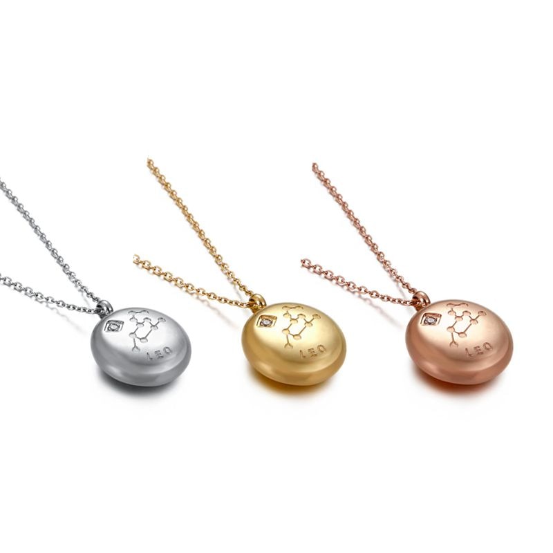 12 Constellation Necklace Zodiac Signs stainless Steel Coffee Beans Pendant Clavicle Chain Necklace Birthday Gifts for Women Leo
