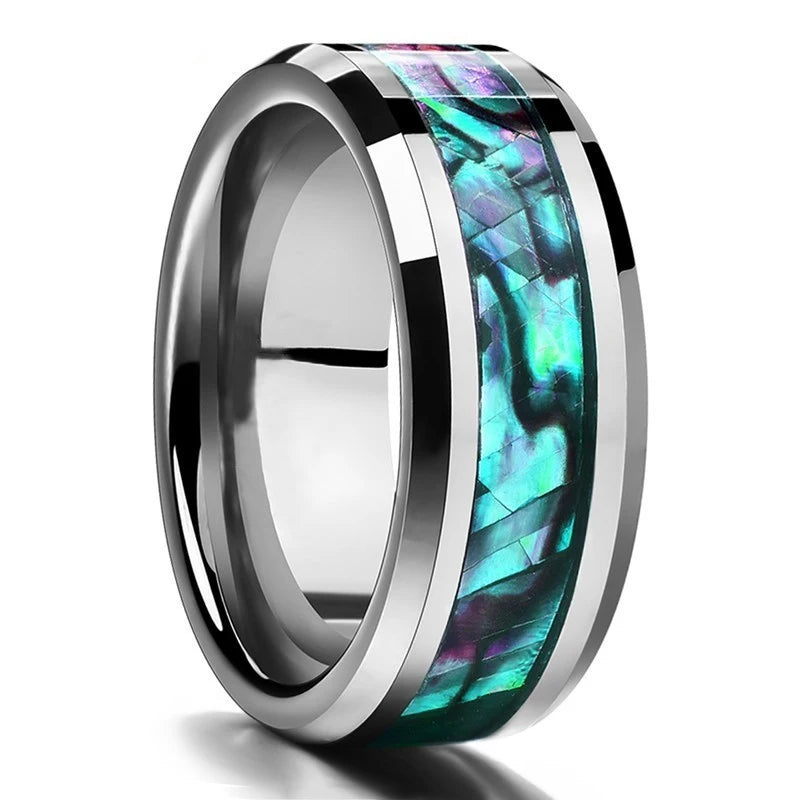 Simple Titanium Stainless Steel Rings For Men Women Koa Wood Inlay Luxury Wedding Band Engagement Rings Jewelry anillos mujer