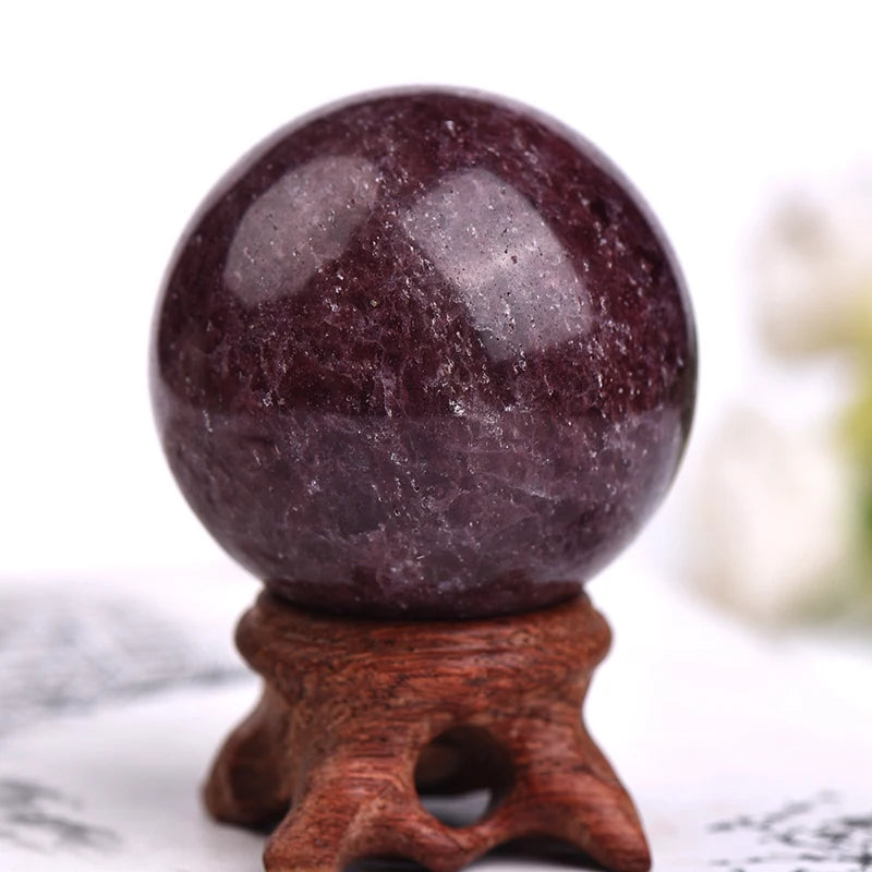 1PC Natural Dream Amethyst Ball Polished Globe Massaging Ball Reiki Healing Stone Home Decoration Exquisite Gifts Souvenirs Gift Strawberry crystal
