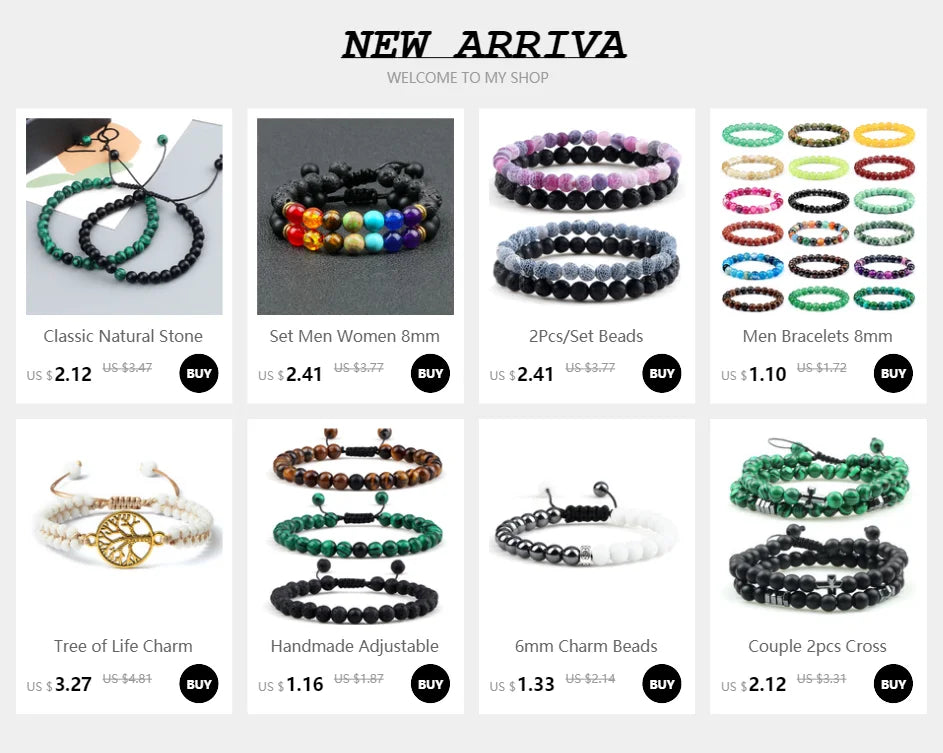 Black Weathered  Wristband Adjustable Barcelets For Women Men Beads Bracelet Dumbbell Mens Fashion Yoga Jewelry Original Bangles
