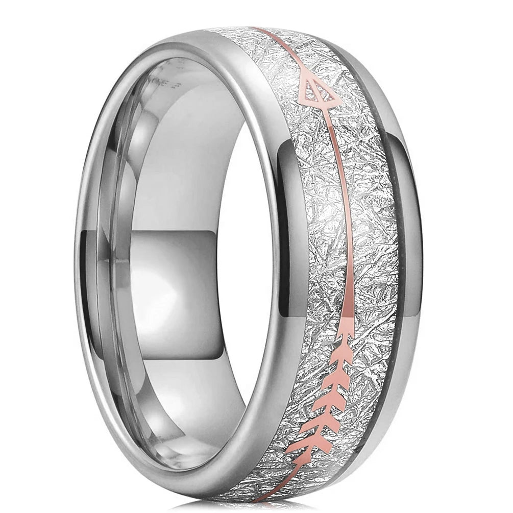 2025 Trendy 8mm Black Titanium Wedding Stainless Steel Rings For Men Inlay Colorful Abalone Shell Ring Men Wedding Band Jewelry
