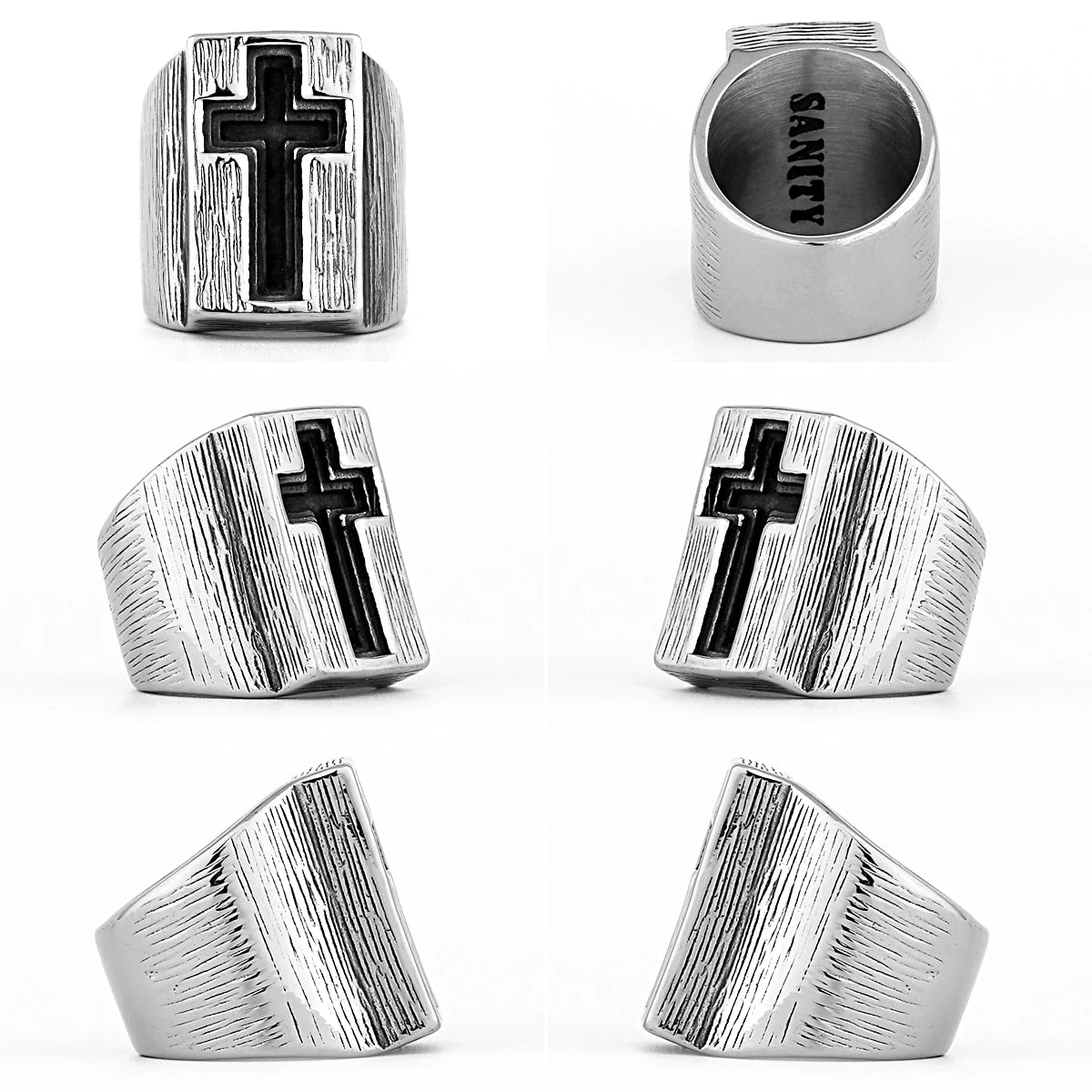 Stainless Steel Catholic Christian Cross Faith Amulet Ring Women Men Unisex Ring Multi Style Finger Jewelry Creative Gift