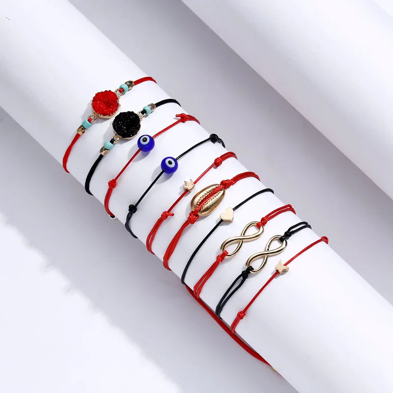 Family Friendship Couple Bracelet for Women Fashion Charm Adjustable Woven Rope Heart Butterfly Mom Sister Jewelry Lover Gifts