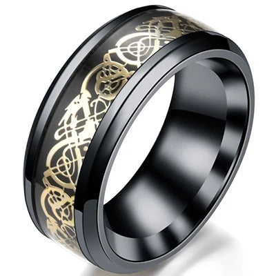 Punk Titanium Steel Black Carbon Fiber Mens Rings Fashion Red Blue Green Ring Anel Masculino Jewelry Wholesale