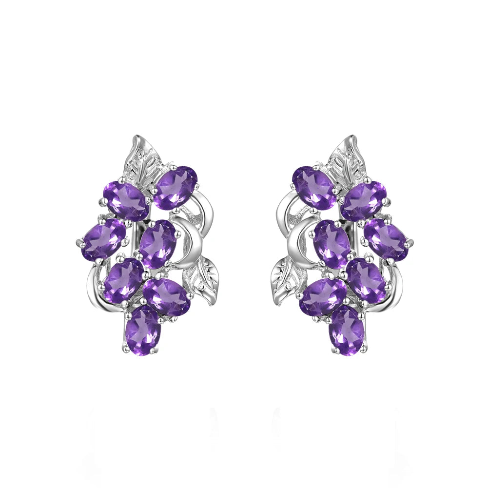 Gem's Beauty Drop Earrings For Women 925 Silver Sterling Birthstone Drop Earrings Modern Luxury Style Fine Jewelry Amethyst 925 Silver Sterling CHINA