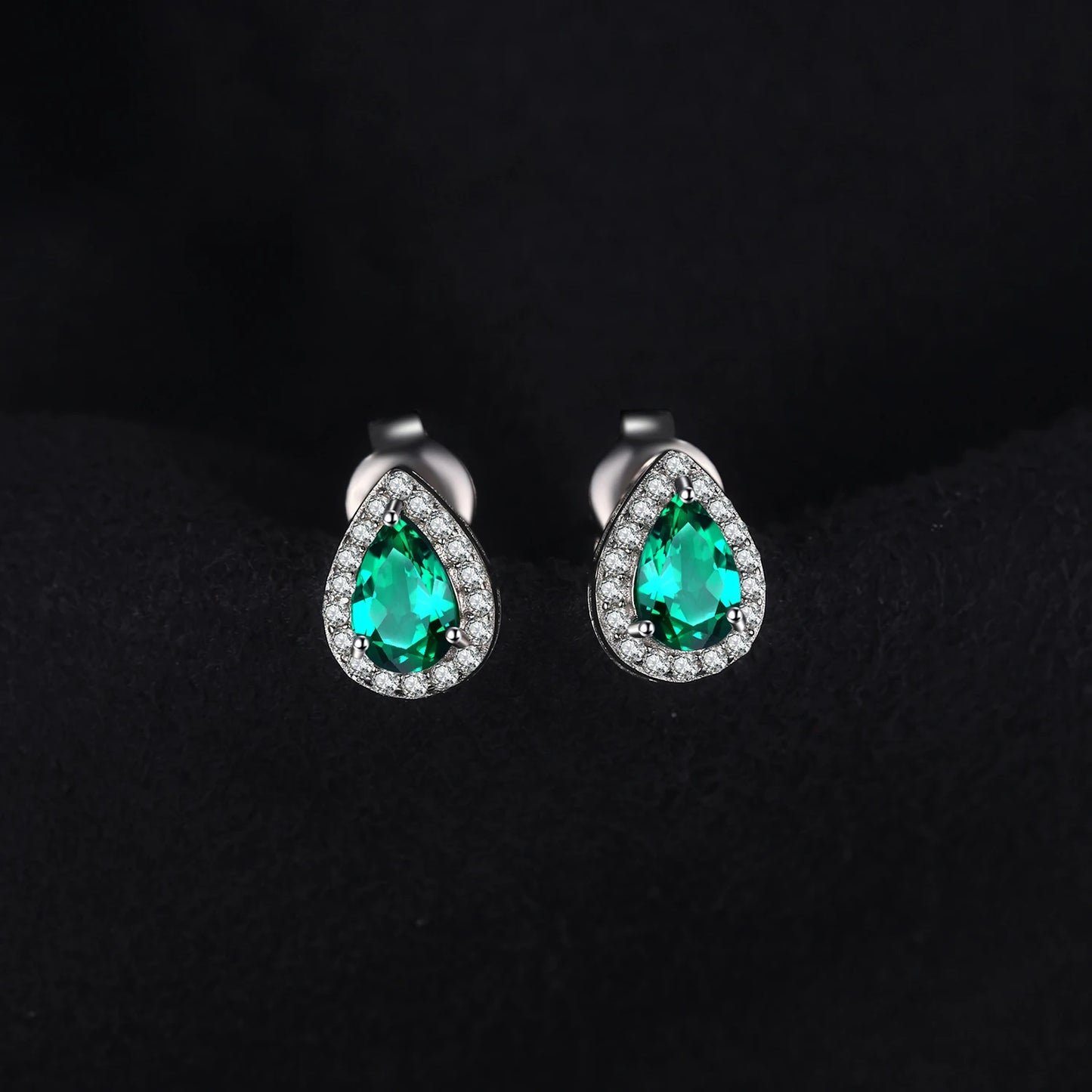JewelryPalace Pear Green Simulated Nano Emerald 925 Sterling Silver Stud Earrings for Women Gemstones Statement Earrings Jewelry