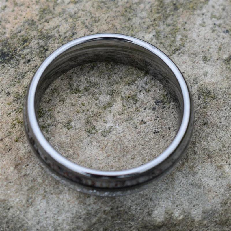 Fashion 8MM Rose Gold Color Stainless Steel Rings For Men Women Colorful Abalone Shell  Inlaid Men Rings Wedding Party Jewelry