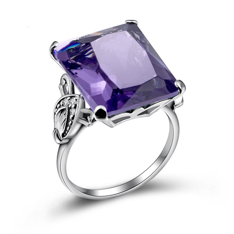 Szjinao Real 925 Sterling Silver Women Ring Garnet Vintage Square Gemstone Autrichien Edward Antique 2020 Jewelry Grosses Bagues Amethyst