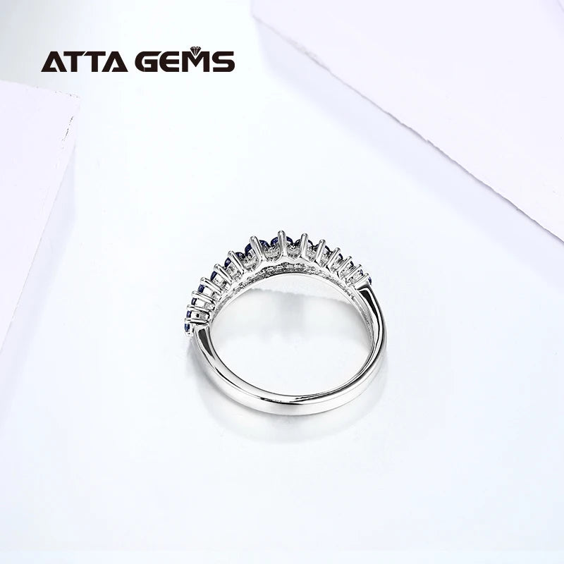 Blue Sapphire Sterling Silver Rings for Women Wedding Engagement Jewelry S925 Created Sapphire Round Cut Wholesale Jewelry