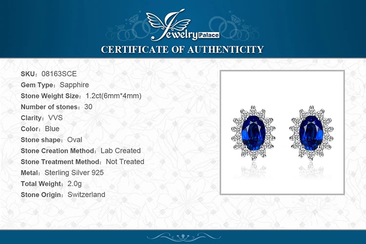JewelryPalace Created Blue Sapphire Ruby 925 Sterling Silver Stud Earrings Natural Amethyst Garnet Peridot Topaz Princess Diana
