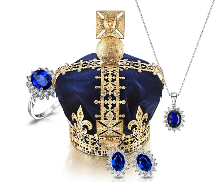 JewelryPalace Princess Diana Created Blue Sapphire 925 Sterling Silver Engagement Ring Ruby Natural Amethyst Citrine Blue Topaz