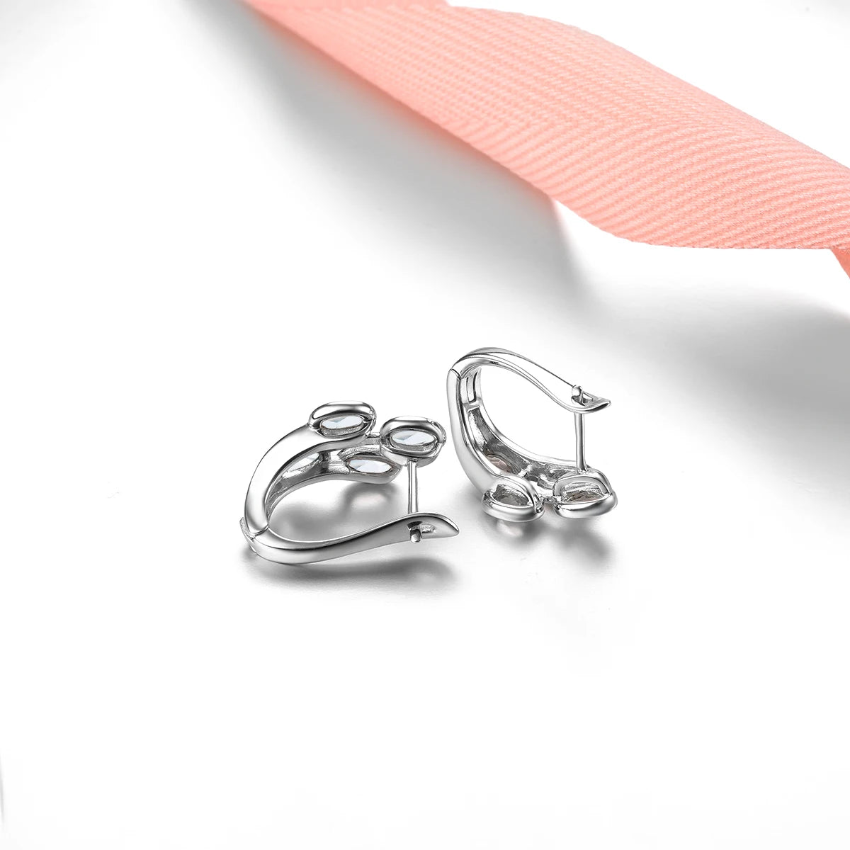 Natural Aquamarine Hoop Earrings Natural Gemstone 1.65 Carats Sterling Silver Fine Elegant Jewelry Women's Best Gift New Year