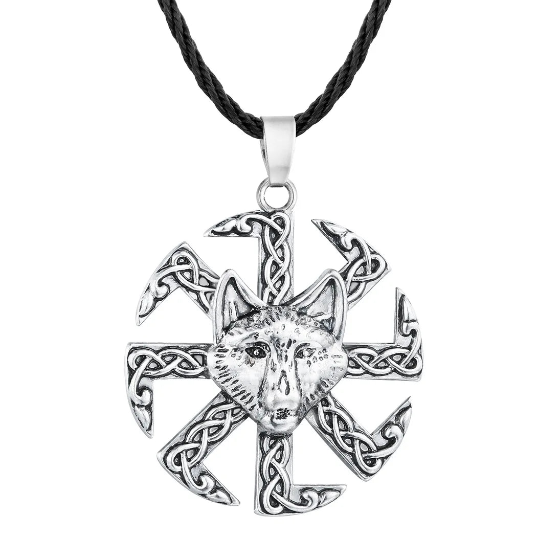 Slavic Kolovrat Wheel Amulet Pagan Pendant Necklace Viking Runes Star Of Russia Pentagram Talisman Vintage Jewelry Necklace