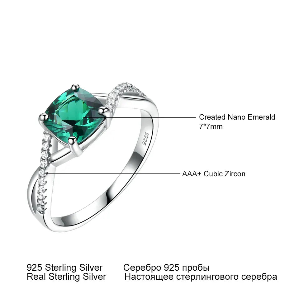 UMCHO Emerald Gemstone Rings for Women Solid 925 Sterling Silver Ring Silver Wedding Engagement Band Romantic Fine Jewelry Gift