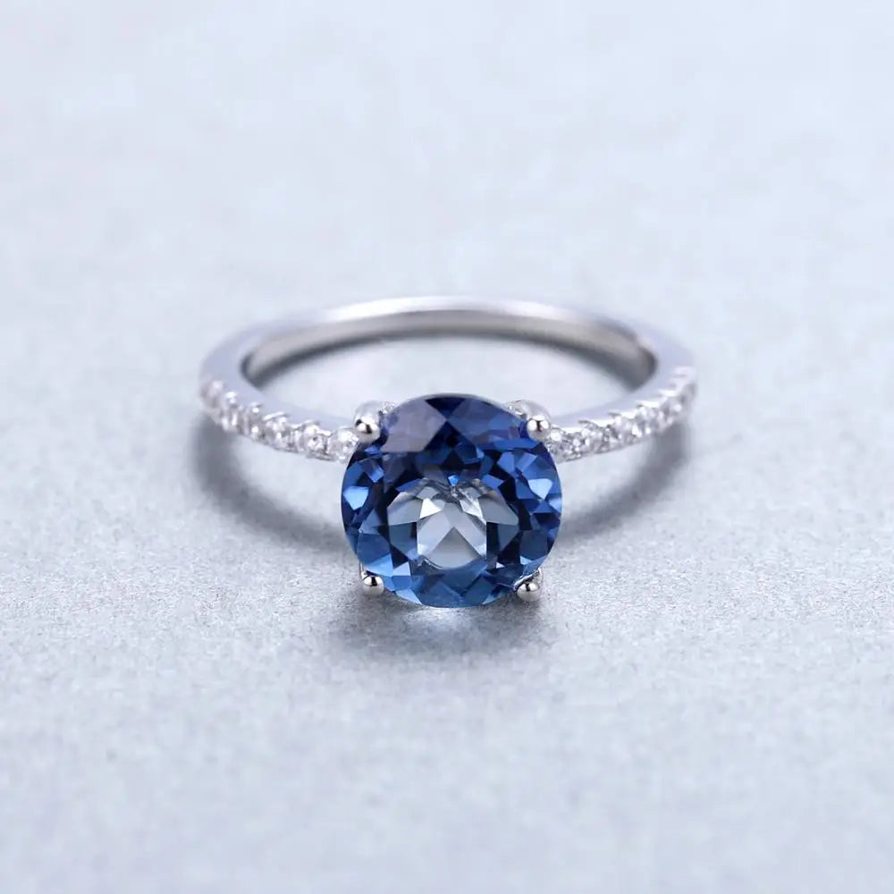 GEM'S BALLET 2.73Ct Iolite Blue Mystic Quartz Ring 585 14K 10K 18K Gold 925 Silver Solitaire Engagement Ring For Women Jewelry 925 Sterling Silver Mystic Quartz