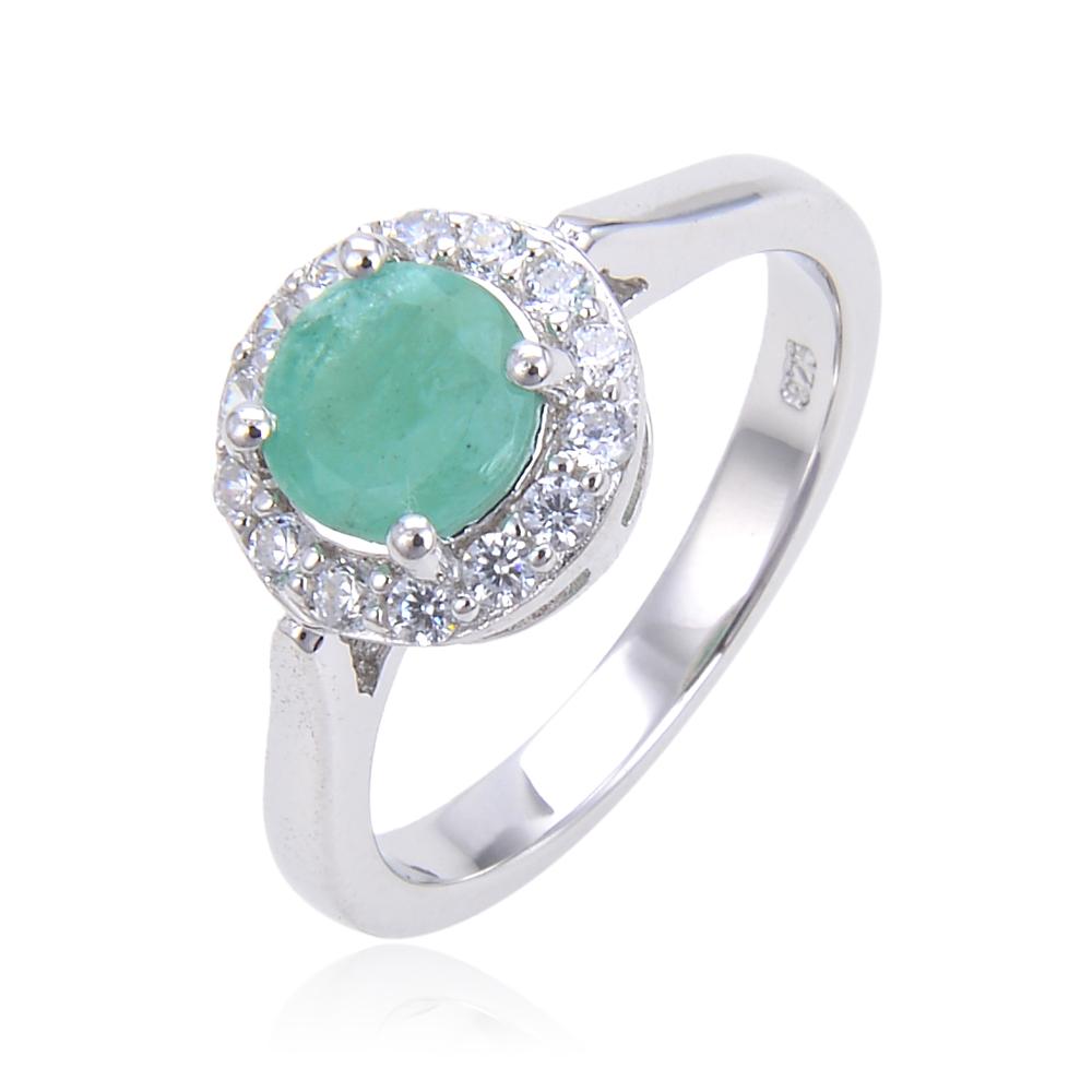 GEM&#39;S BALLET Real 925 Sterling Silver Gemstone Halo Ring Natural Green Emerald Mystic Topaz Rings For Women Fine Jewelry Emerald