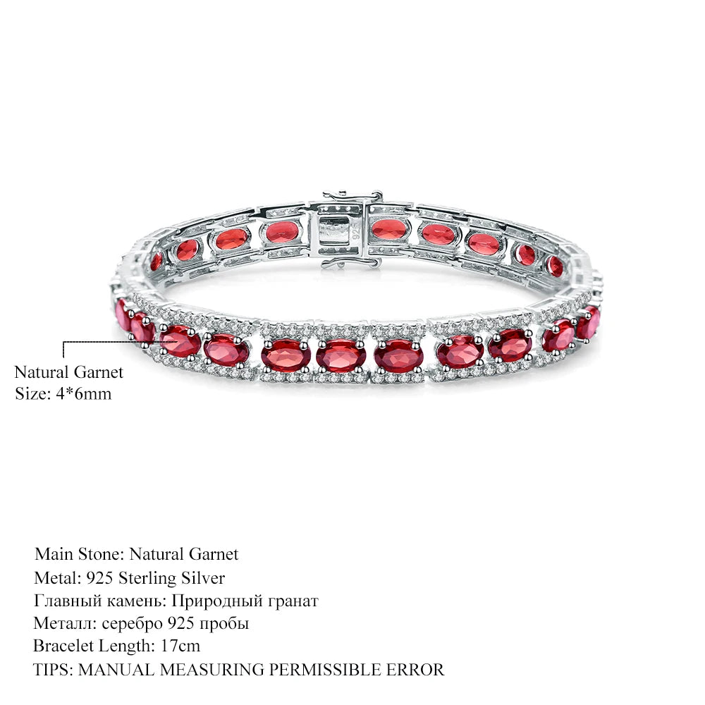 GEM'S BALLET 0.6Ct Natural Garnet Gemstone 925 Sterling Silver Vintage Bracelets&bangles For Women Wedding Engagement Jewelry