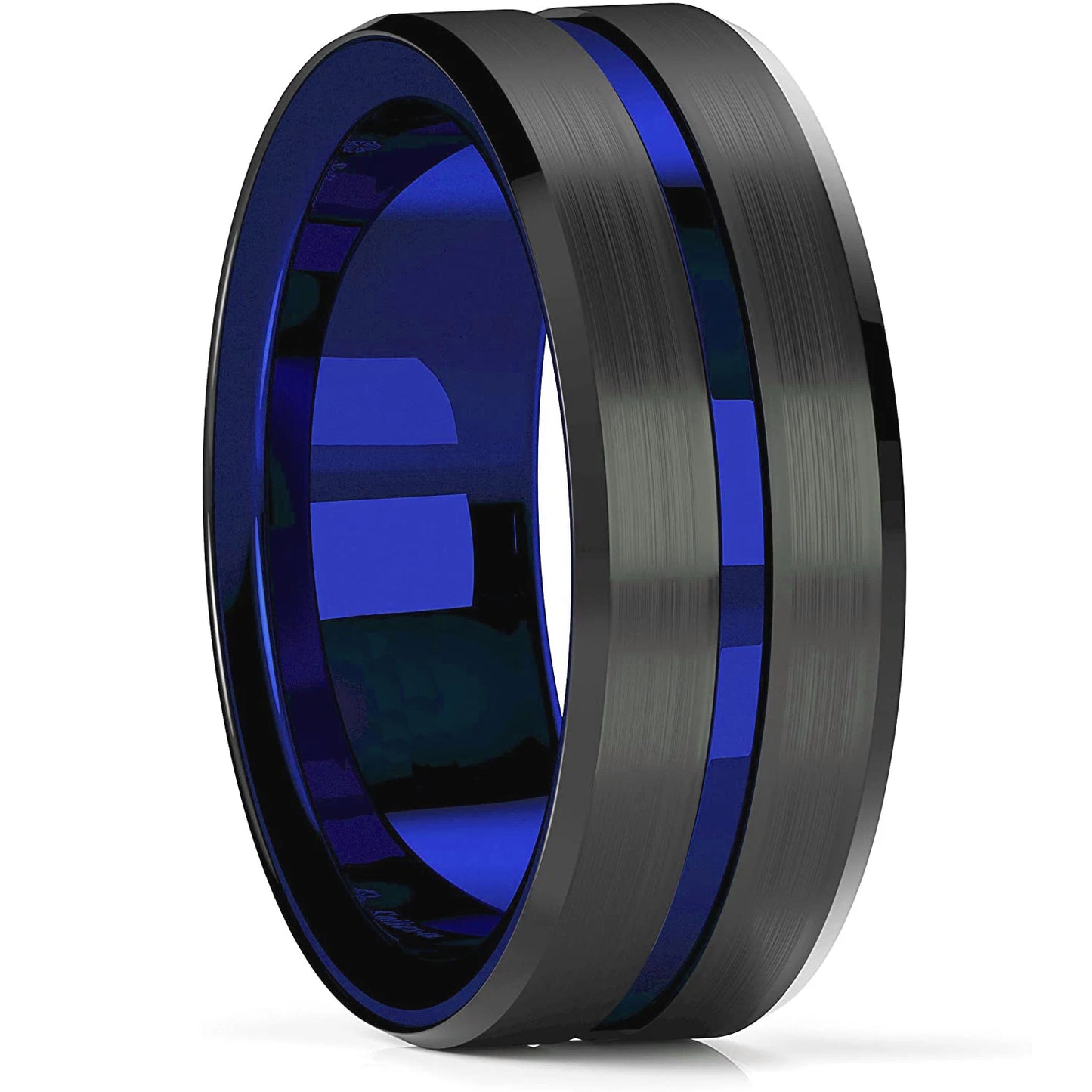 Fashion 8mm Tricolor Titanium Wedding Rings For Men Black Brushed Stainless Steel Ring Men's Wedding Band Jewelry
