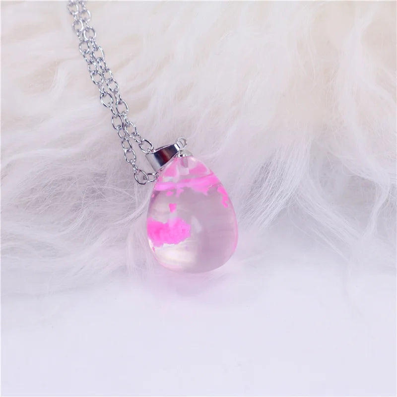 Chic Transparent Resin Rould Ball Moon Pendant Necklace Women Blue Sky White Cloud Chain Necklace Fashion Jewelry Gifts for Girl 23