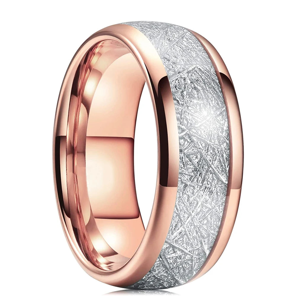 Luxury Mens 8mm Koa Wood Arrow Inlay Titanium Wedding Ring Viking Hunting Stainless Steel Engagement Ring Men Wedding Band Gift