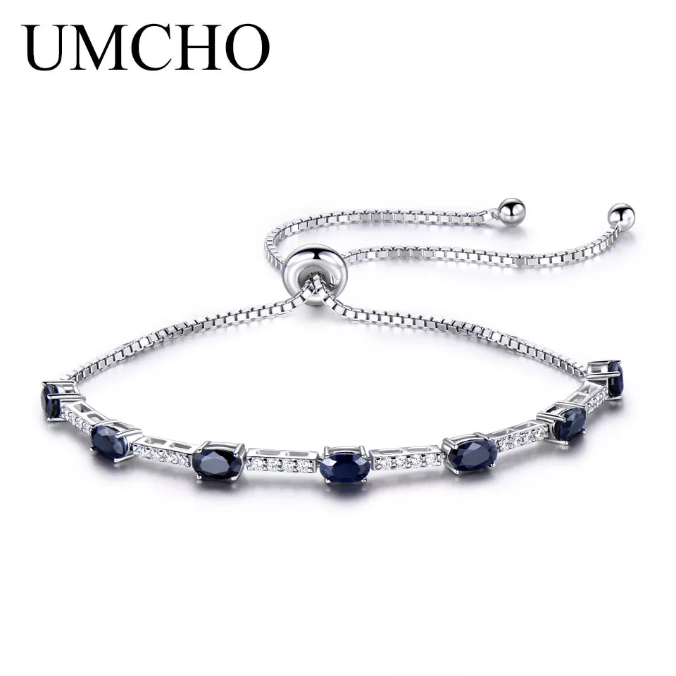 UMCHO 925 sterling silver 2.45 carats classic luxury natural black spinel ladies bracelet jewelry romantic wedding party gift