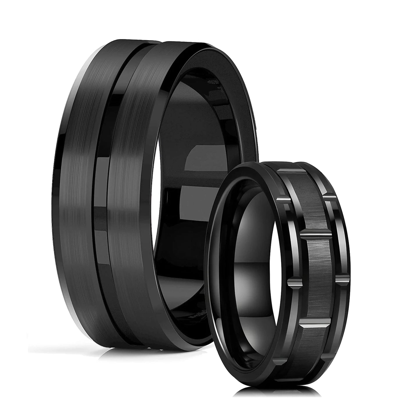 Fashion 8mm Black Polished Finish Tungsten Wedding Ring For Men Inlaid Zirconia Stainless Steel Engagement Ring Men Wedding Band