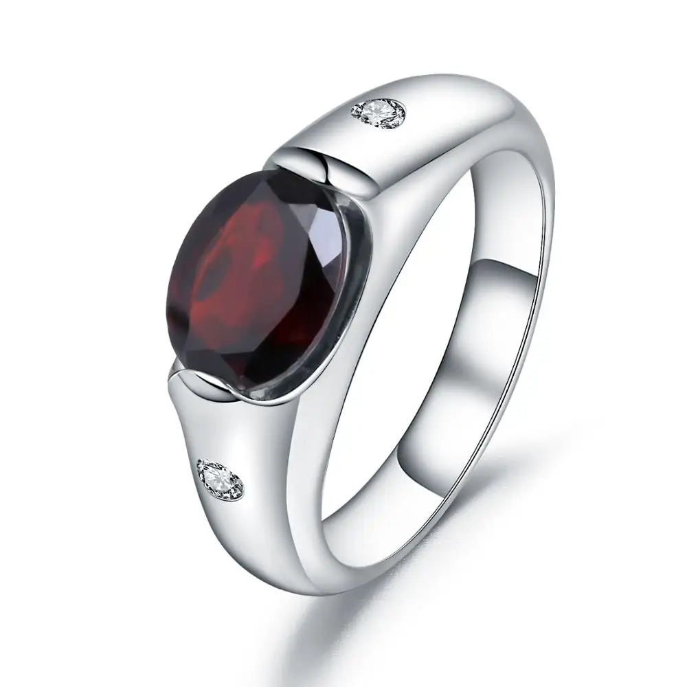 GEM'S BALLET 2.21Ct Natural Oval Red Garnet Vintage Ring 925 Sterling Silver Gemstone Simple Ring For Women Wedding Fine Jewelry