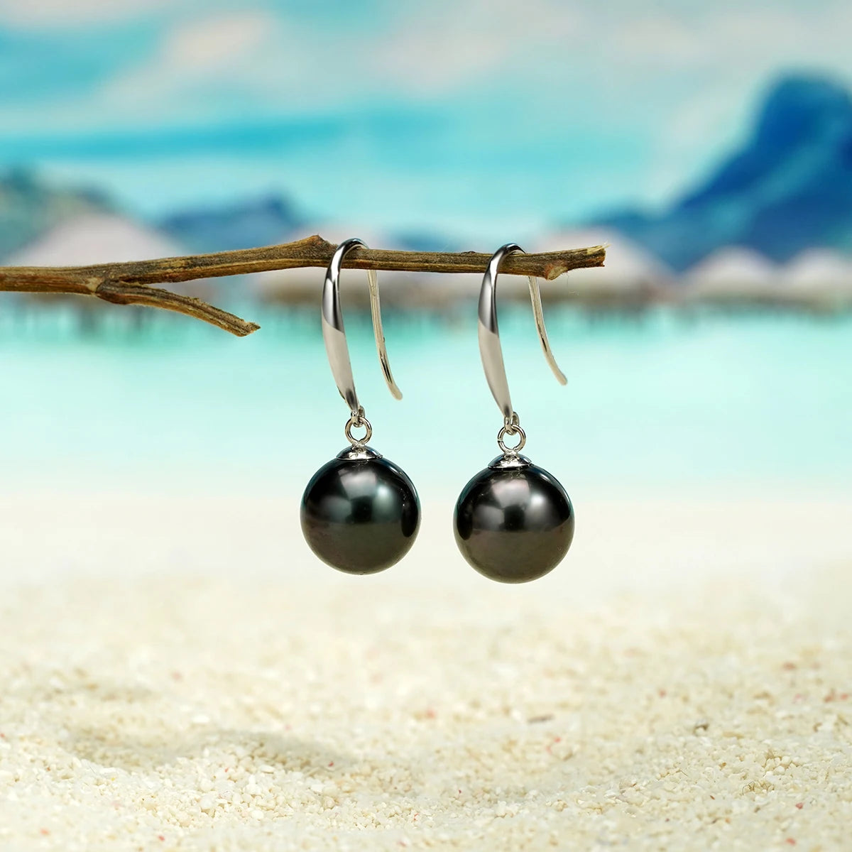 AnuJewel 18K Solid Gold 9-10 mm 8-9mm Tahitian Black Pearl Seawater Pearl Drop Earrings For Woman Fine Jewelry