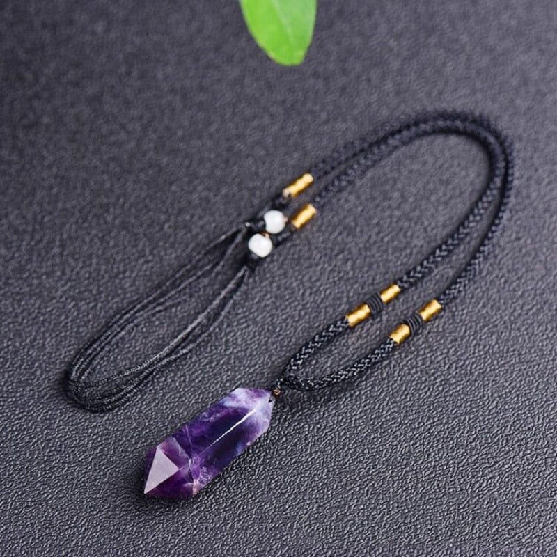 Fashion Natural Amethysts Pendants &amp; Necklaces Women Facted Purple Crystal Energy Stone Necklace Men Healing Reiki Jewelry Gifts