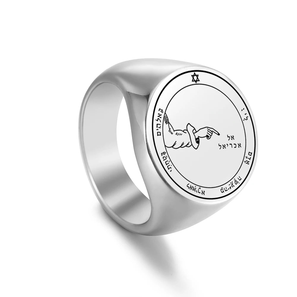 Dawapara Solomon Rings for Men Talisman Key of Solomon Amulet Punk Ring Stainless Steel Jewelry