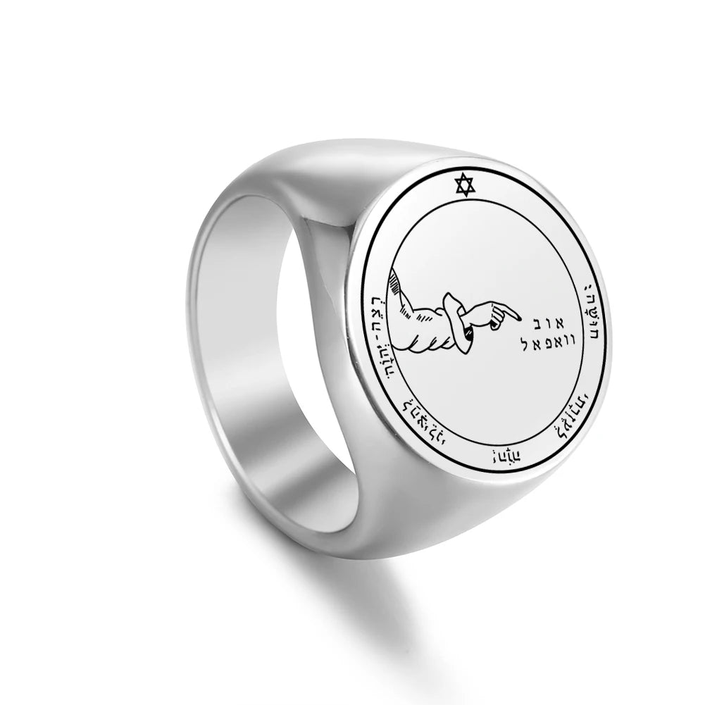 Dawapara Solomon Rings for Men Talisman Key of Solomon Amulet Punk Ring Stainless Steel Jewelry