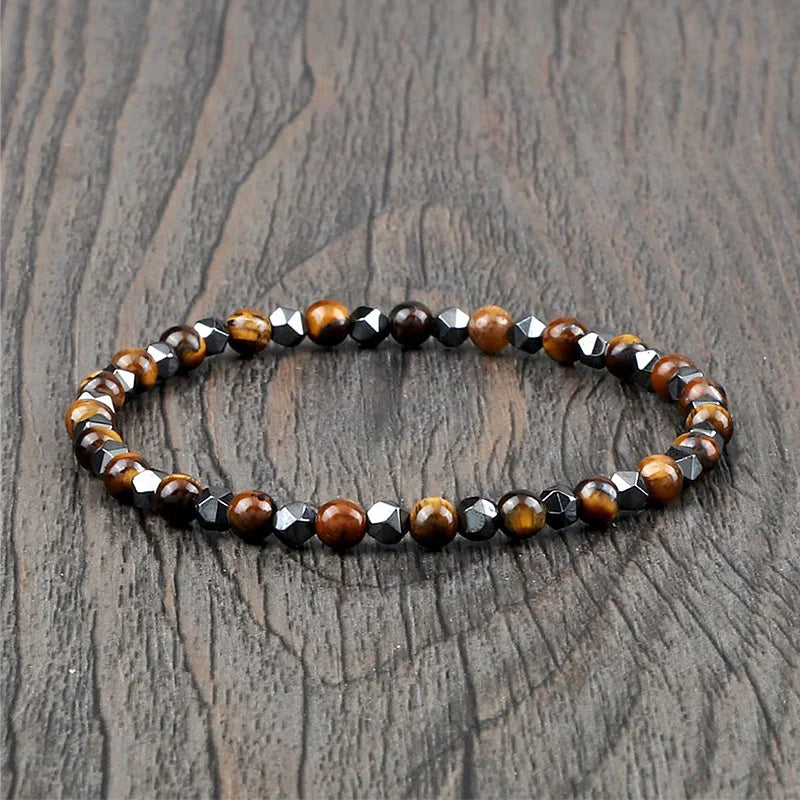 4mm Beads Bracelet Irregular Hematite Men Handmade Stretch Jewelry Black Lava Stone Charms Bracelets For Women Friendship Gifts