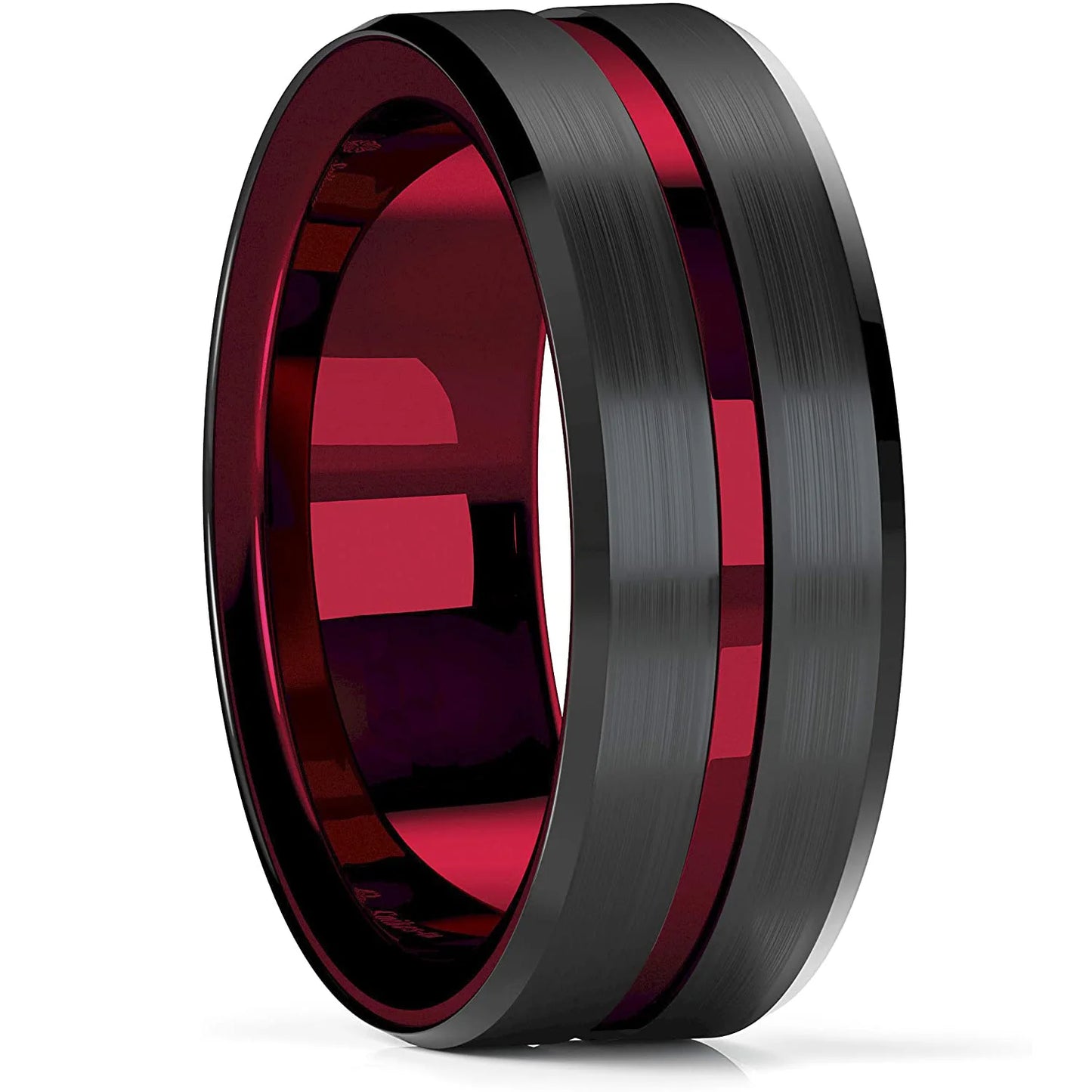 Fashion 8mm Tricolor Titanium Wedding Rings For Men Black Brushed Stainless Steel Ring Men's Wedding Band Jewelry