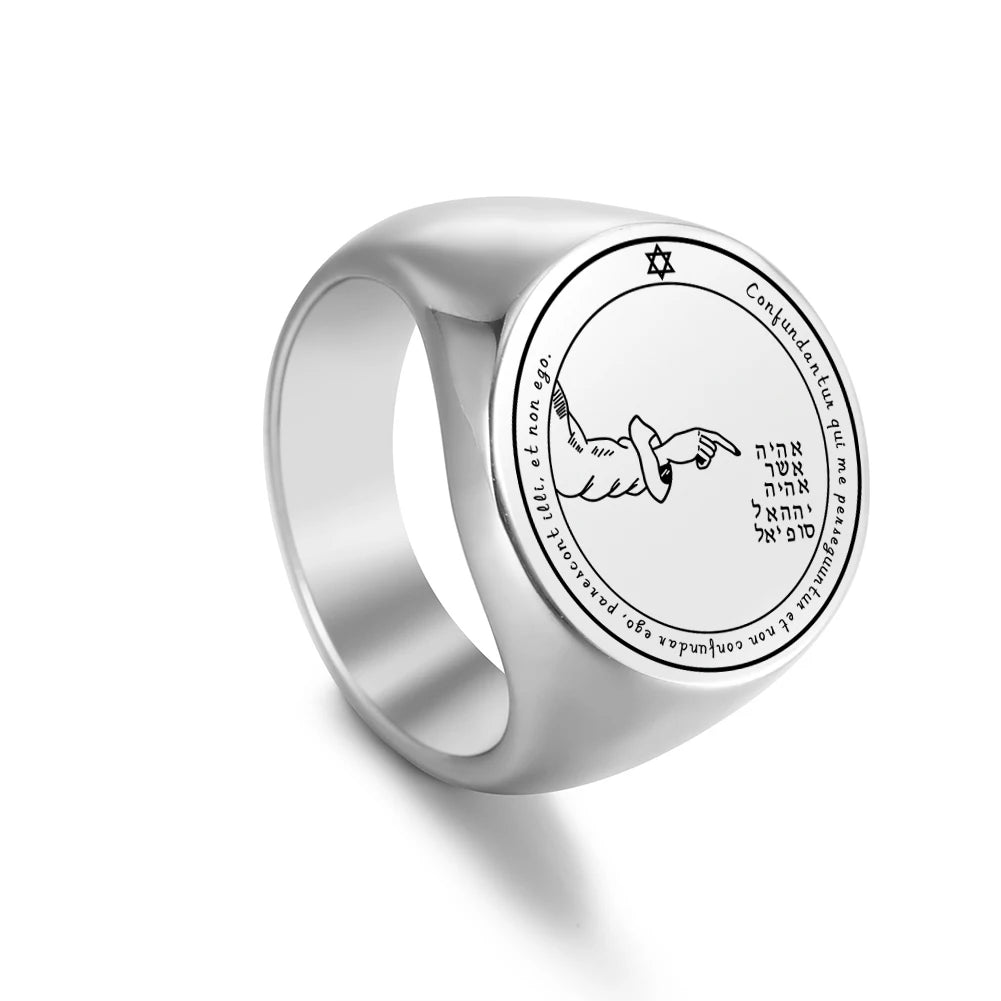 Dawapara Solomon Rings for Men Talisman Key of Solomon Amulet Punk Ring Stainless Steel Jewelry
