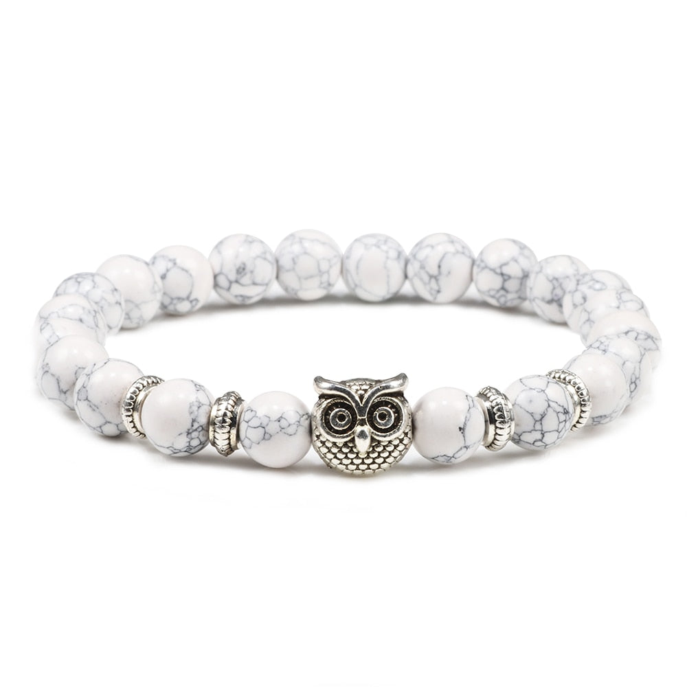 Black Lava Tiger Eye Weathered Stone Bracelets Bangles Classic Owl Beaded Natural Charm Bracelet for Women and Men Yoga Jewelry Black Line Owl CHINA